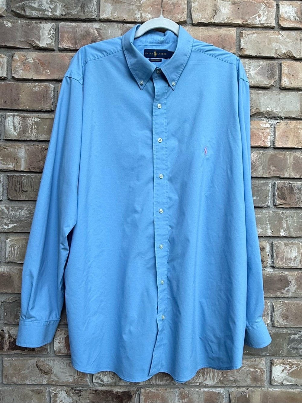 Ralph Lauren Blue Solid Classic Fit Cotton Button-Down Shirt 2XB Long Sleeve
